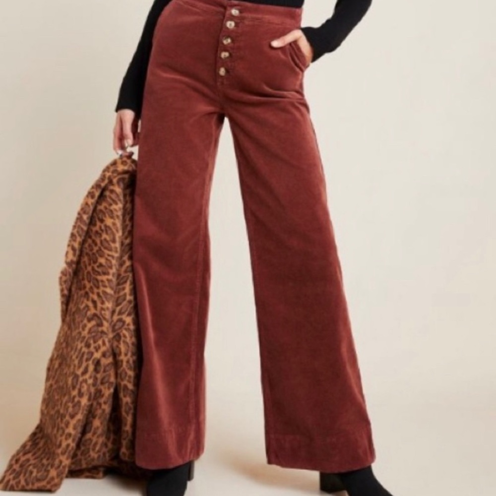 Pilcro by Anthropologie Rust Corduroy Wide Leg Pants Size 29